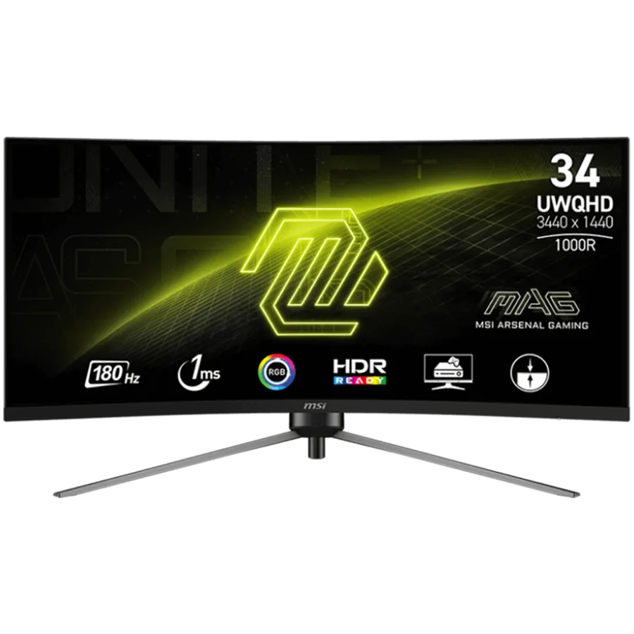 Монитор MSI MAG 345CQR Gaming Monitor 34" 180Hz UWQHD (3440x1440) 21:9 VA 1ms 300nits 3000:1 178/178 AMD FreeSync Premiu