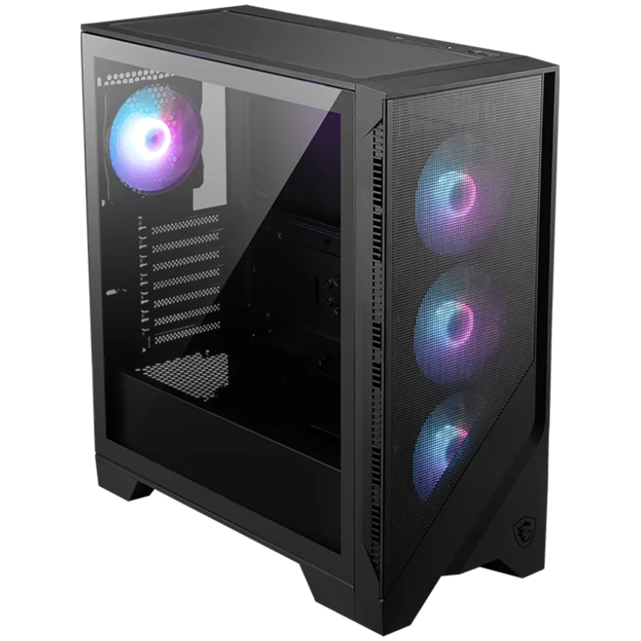 Кутия за компютър MSI MAG FORGE 321R AIRFLOW, Mid-Tower, ATX/M-ATX/ITX, 2x USB 3.2, 1x USB 3.2 Gen 2x2 Type-C, 1x Audio/Mic, LED Button, ARGB Hub, 4x 120mm ARGB Fans, Mesh Panel, Tempered Glass, Black - Image 62