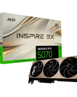 Видео карта MSI Video Card Nvidia GeForce RTX 5070 12G INSPIRE 3X OC 12GB GDDR7 192bit Effective Memory Clock: 28000MHz