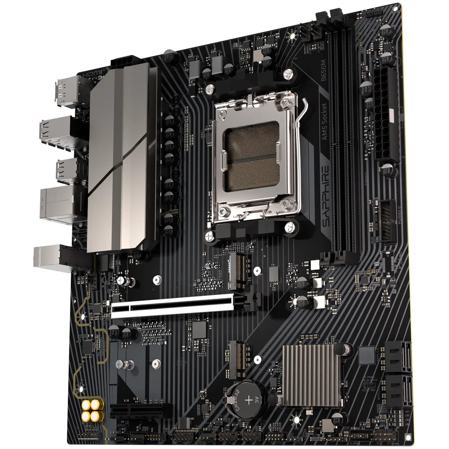 Дънна платка SAPPHIRE AMD B650M-E AM5 Ryzen R9/R7/R5, 2x DDR5 7600MHz, PCIe 4.0 x16, 1x M.2 Gen5, 1x M.2 Gen4, LAN 2.5 Gbps, Micro-ATX - Image 3