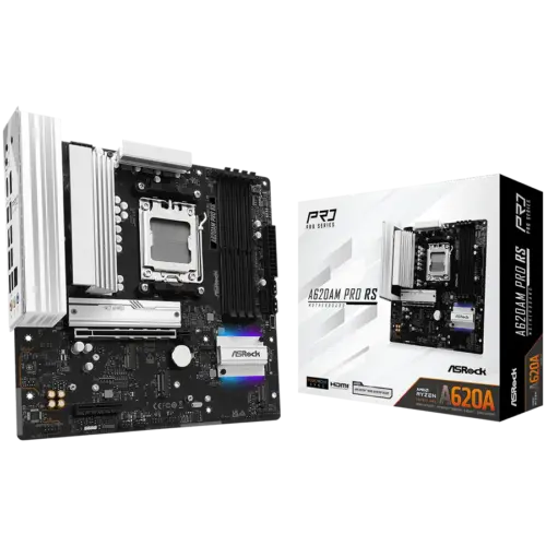 Дънна платка ASROCK MB Desktop A620AM Pro RS AM5 4x DDR5 1x PCIe 4.0 x16 1x PCIe 3.0 x16 2x Hyper M.2(PCIe Gen4x4) 1x Ul