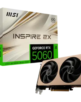 Видео карта MSI Video Card NVIDIA GeForce RTX 5060 8G INSPIRE 2X OC 8GB GDDR7 128-bit 2535 MHz Boost 3840 CUDA Cores PCI
