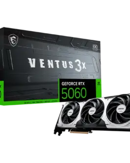 Видео карта MSI Video Card NVIDIA GeForce RTX 5060 8G VENTUS 3X OC 8GB GDDR7 128-bit 2550 MHz Boost 3840 CUDA Cores PCIe