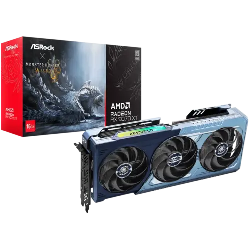 Видео карта ASROCK Video Card AMD Radeon RX 9070 XT Monster Hunter 16GB GDDR6 256-bit 1x HDMI 2.1b 3x DP 2.1a 2x 8-pin P