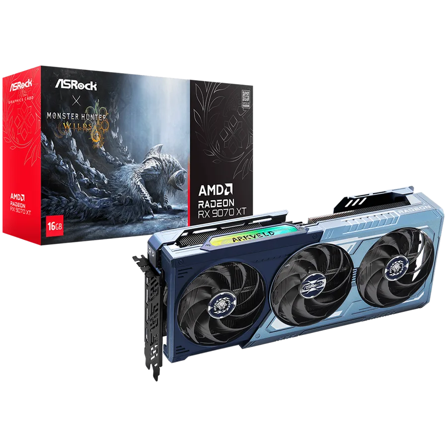 Видео карта ASROCK Video Card AMD Radeon RX 9070 XT Monster Hunter 16GB GDDR6 256-bit 1x HDMI 2.1b 3x DP 2.1a 2x 8-pin P