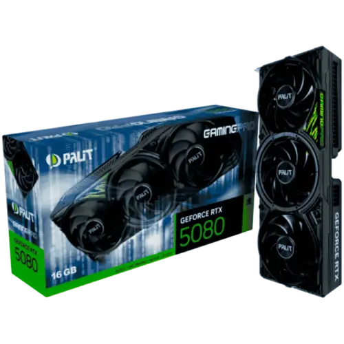 Видео карта PALIT GeForce RTX 5080 GamingPro 16GB GDDR7 256 bit 1x HDMI 2.1b 3x DP 2.1b 3 Fan 1x 16-pin pwr connector 85