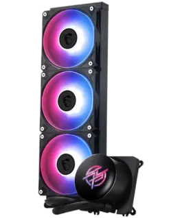 Alternative view of Охладител за процесор Охладител MSI MPG CORELIQUID P13 360, 3x120mm Pre-installed CycloBlade 9 ARGB Daisy Chain Fans, 2.1-inch LCD screen, Copper Base, UNI BRACKET, Intel LGA 1700/1851, AMD AM5/AM4, 5Y Warranty