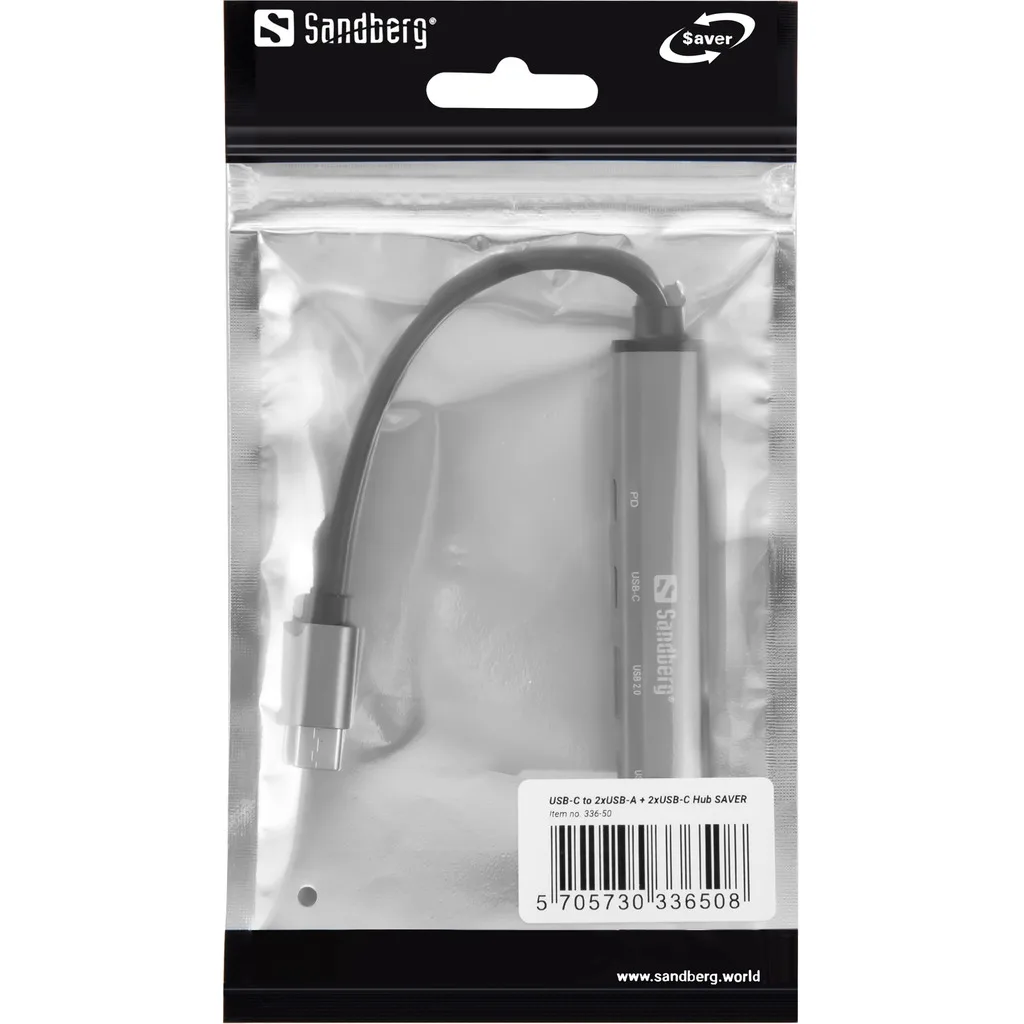 ХЪБ SANDBERG USB-C to 3xUSB-A+2xUSB-C - Gray - PN 336-50 - Image 4