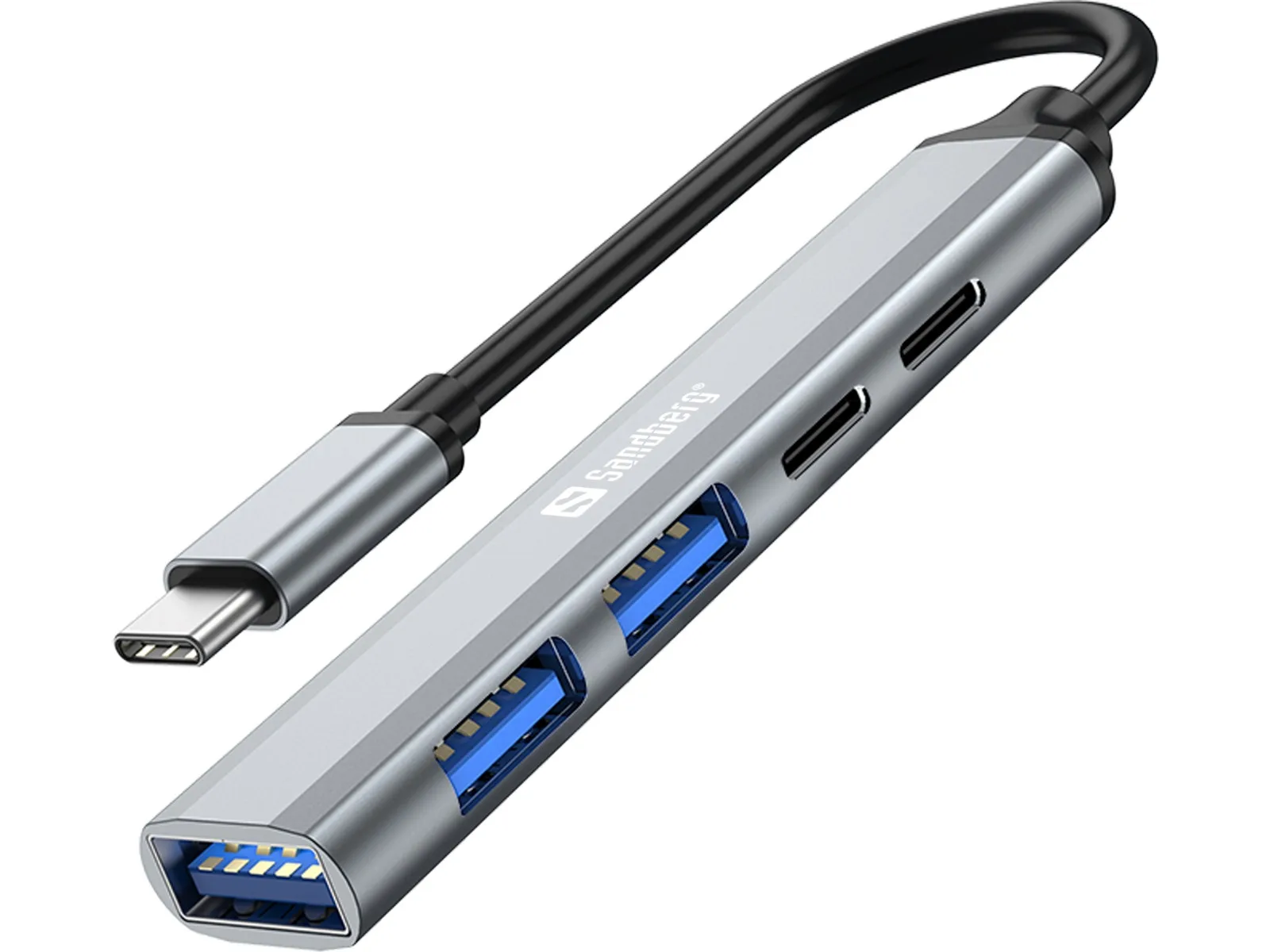 ХЪБ SANDBERG USB-C to 3xUSB-A+2xUSB-C - Gray - PN 336-50