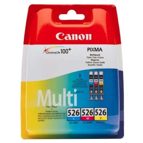 КОМПЛЕКТ 3 ГЛАВИ ЗА CANON PIXMA iP 4850/MG 5150/5250/6150/8150 - MULTI PACK - CMY - 3 ink tanks - /526/ - CLI-526C (CLI5