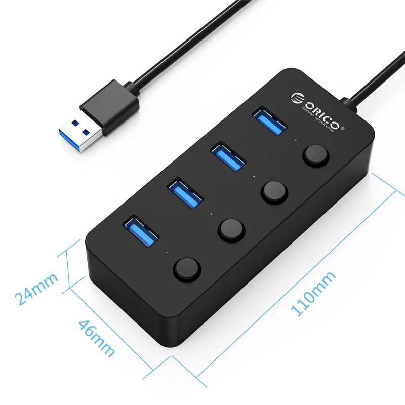 Orico хъб USB3.0 HUB 4 port black, 4 On/Off buttons - W9PH4-U3-BK - Image 188