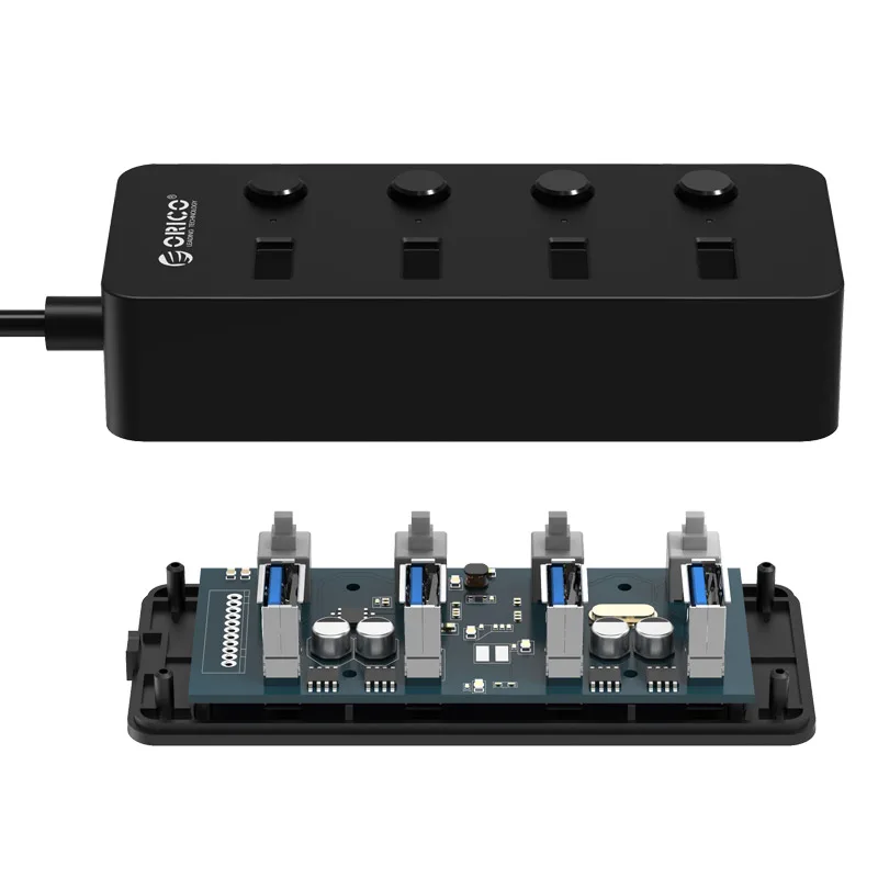 Orico хъб USB3.0 HUB 4 port black, 4 On/Off buttons - W9PH4-U3-BK - Image 190