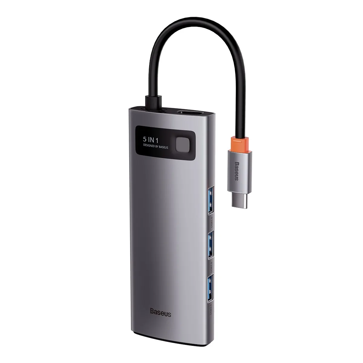 USB хъб Baseus Type-C 5 в 1 с 3х USB 3.0, 1х HDMI, 1х USB-C порта, сив - Image 151