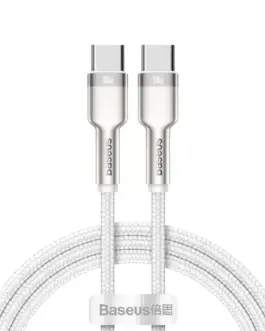 Кабел Baseus Cafule Series Type-C към Type-C 100W 1м бял CATJK-C02