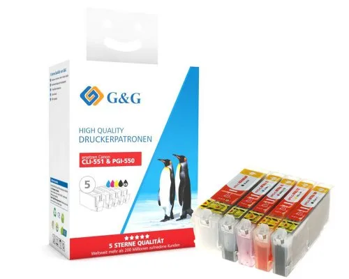 КОМПЛЕКТ 5 ГЛАВИ ЗА CANON PIXMA IP7250/PIXMA MG5450/MG6350 - Multi Pack ink tanks - WITH CHIPS / С ЧИПОВЕ  - PGI-550PGBK