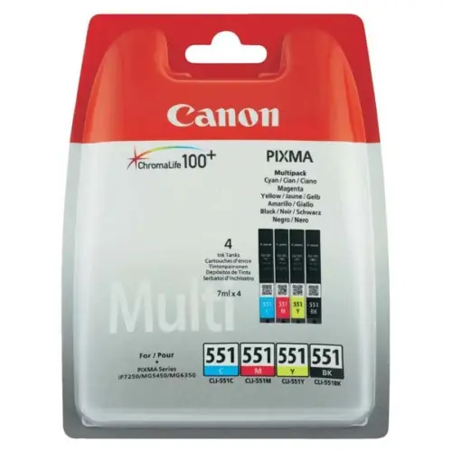 КОМПЛЕКТ 4 ГЛАВИ ЗА CANON PIXMA IP7250/PIXMA MG5450/MG6350 - Multi pack - 4 ink tanks - /551/ - CLI-551BK (CLI551BK)/CLI