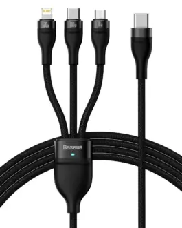 Кабел Baseus CASS030201 3в1 Flash Series USB към USB-C + micro USB + Lightning 100W 1.5м