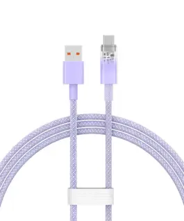 Alternative view of Кабел Baseus Explorer USB към USB-C 100W 2м CATS010505 - лилав