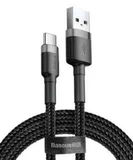 Кабел Baseus Cafule USB-A към USB Type-C 3A 0.5м черен CATKLF-AG1