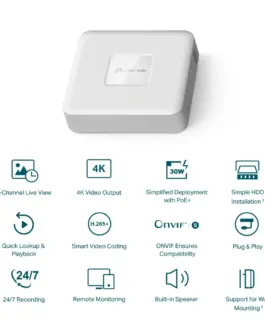 Alternative view of NVR TP-Link VIGI NVR1104H-4P PoE+ 4-канален