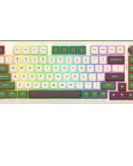 Геймърска механична клавиатура Redragon Cyrus Pro K681CGC-RGB-PRO с Bluetooth и безжична връзка бяла със зелено и RGB