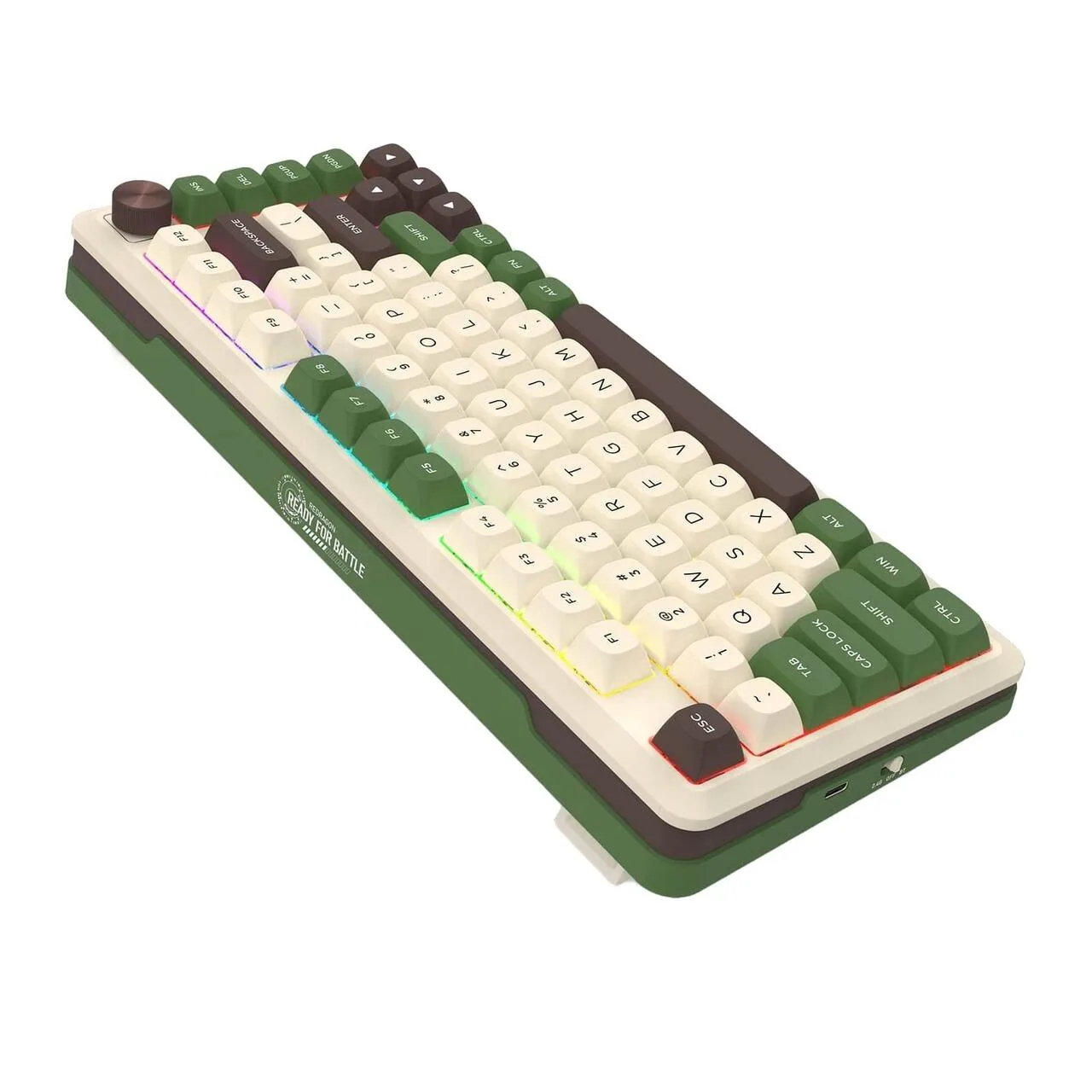 Геймърска механична клавиатура Redragon Cyrus Pro K681CGC-RGB-PRO с Bluetooth и безжична връзка, бяла със зелено и RGB осветление - Image 6