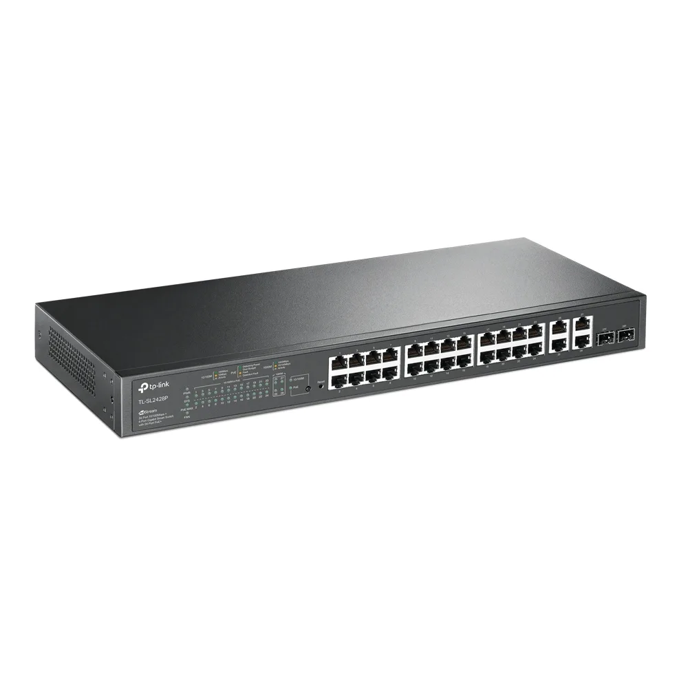 24-портов 10/100 Mbps PoE+ TP-Link JetStream TL-SL2428P комутотор с 4-Gigabit порта и 2 SFP слота - Image 136