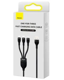 Alternative view of Кабел за данни за бързо зареждане Baseus Flash Series Ⅱ USB към M L C 66W 1.2м CASS040001 - черен