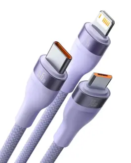 Alternative view of Кабел Baseus Flash Series II USB-A / USB-C / Lightning / micro USB 66W 480Mbps 1.2 м CASS040005 - лилав