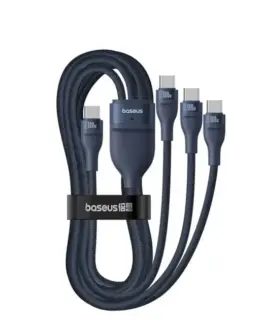 Alternative view of Кабел Baseus Flash Series Type-C към 3x USB-C, 100W, 1.5м  P10377503321-00 - син