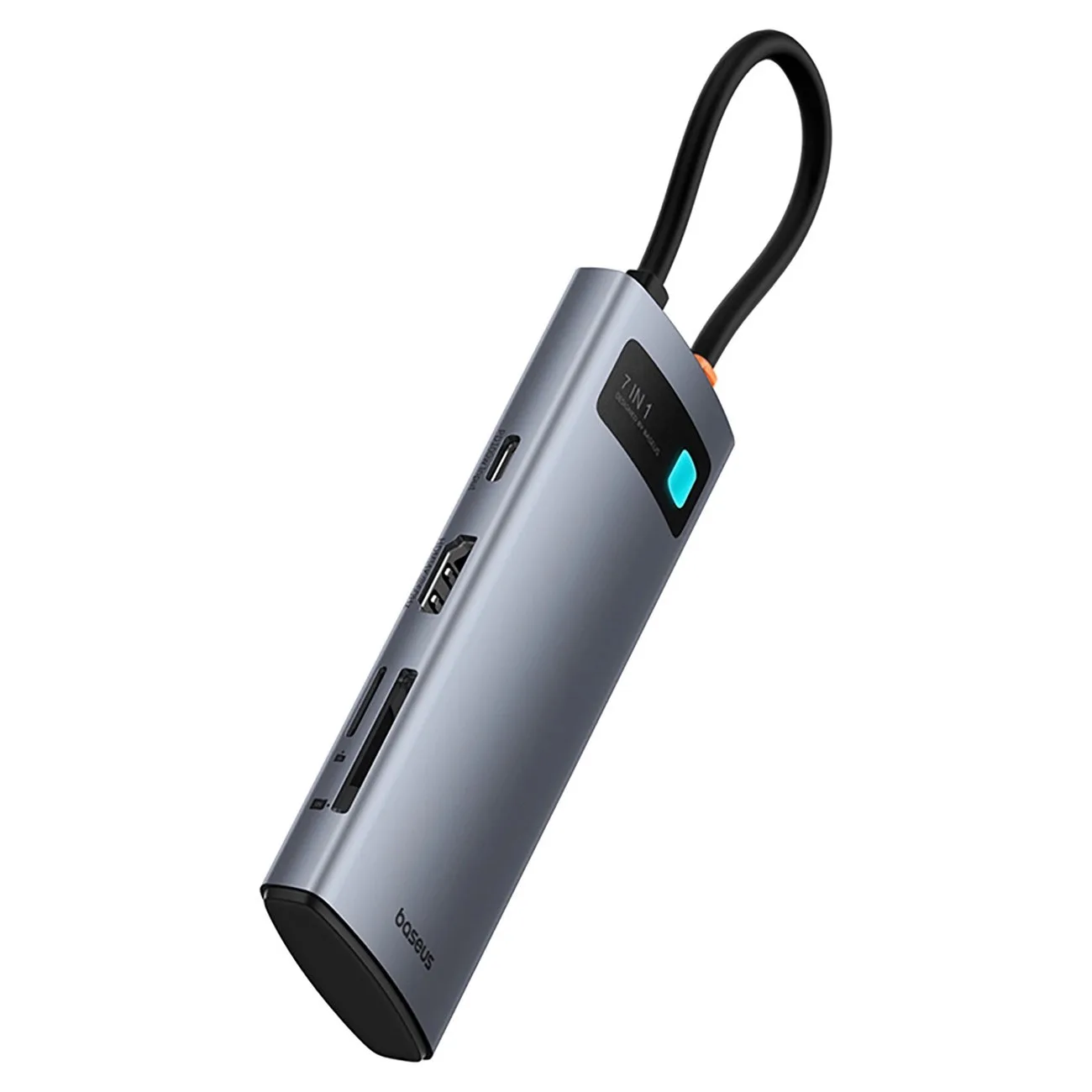 USB хъб Baseus Metal Gleam B00030708811-01 7-в-1 USB-C (HDMI 4K@60Hz / 3×USB 3.0 / USB-C PD 100W / SD / microSD) - сив - Image 51