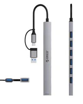 Alternative view of Докинг станция Orico YSA2-U3 USB-A/USB-C Hub 1x USB-A 3.0 + 6x USB-A 2.0 - Сив
