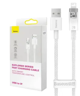 Кабел Baseus Explorer USB-A към Lightning  2м 2.4A CATS010102 - бял