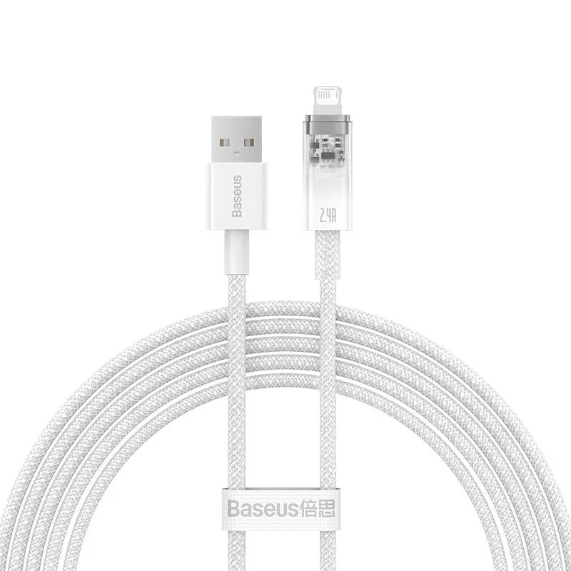 Кабел Baseus Explorer USB-A към Lightning 2м 2.4A CATS010102 - бял - Image 2