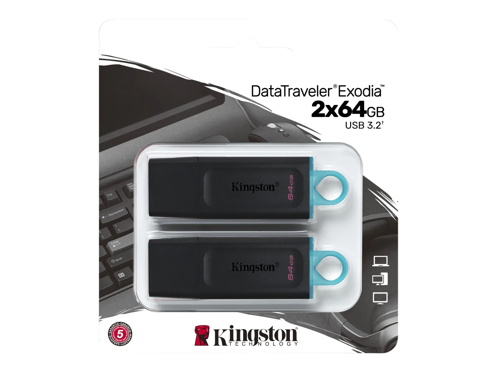 ФЛАШ ПАМЕТ Kingston DataTraveler Exodia - USB flash drive - 64 GB - 2 pcs - PN DTX/64GB-2P - Image 6