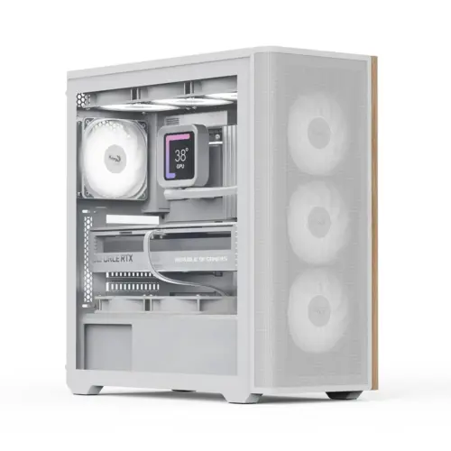 AeroCool кутия Case ATX - D501A White Addressable RGB Wood