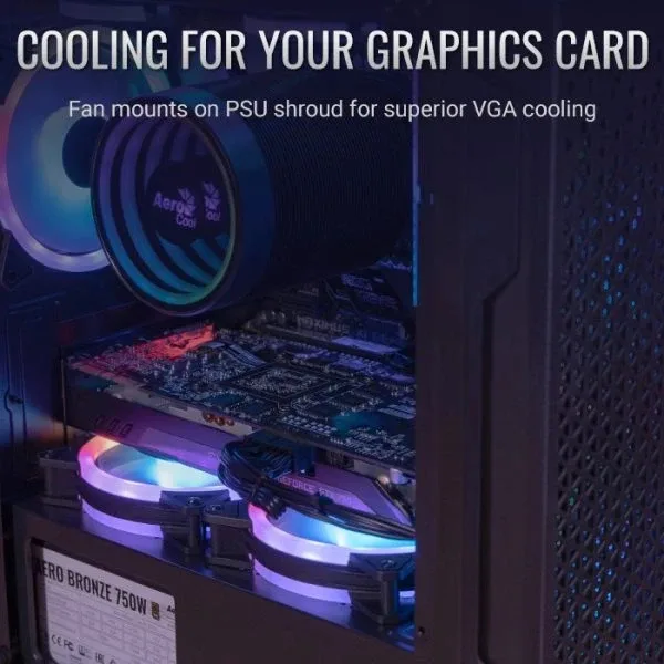 AeroCool кутия Case mATX - Trinity Mini-G-BK-v3 - 3 fans included, Tempered Glass - Image 198