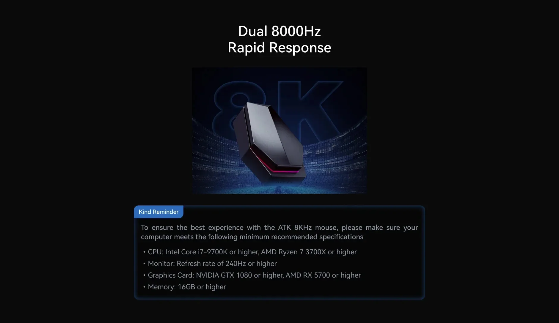 ATK професионална геймърска мишка Wireless Gaming Mouse Z1 PRO MAX - 8K, White - Image 324