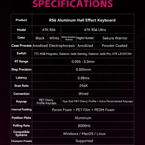 ATK професионална геймърска механична клавиатура Professional Gaming Mechanical Keyboard RS6 – 8K