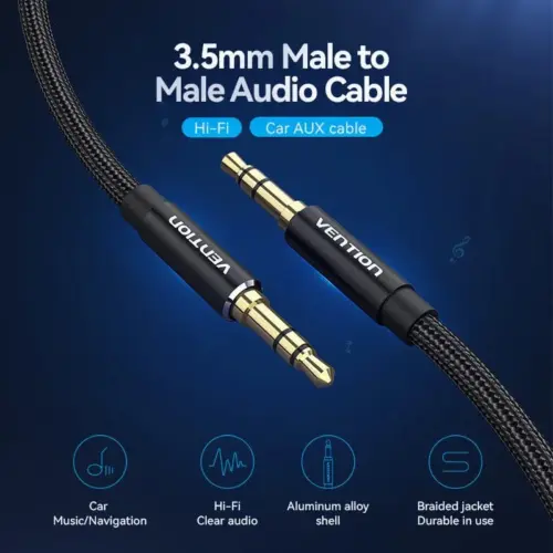 Vention Аудио Кабел 3.5mm Audio Cable M/M Cotton Braided 1.5m –