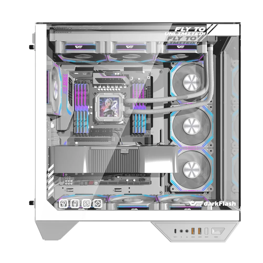 Darkflash кутия Case ATX - DY470 Ice White - 4 x 120 mm Infinity Mirror Fans - Image 172