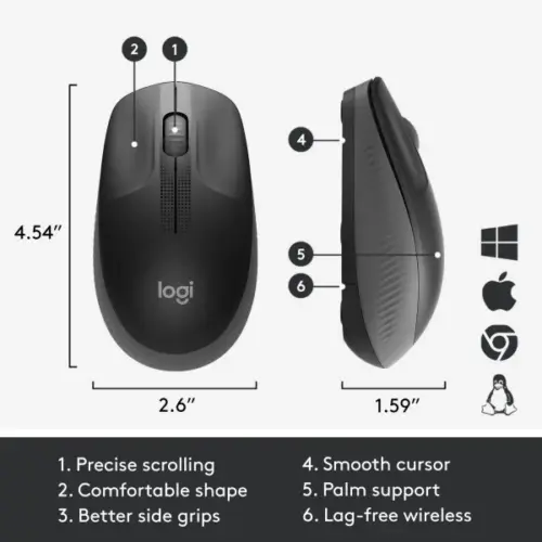 МИШКА LOGITECH M190 – Wireless – Mid Grey – PN 910-005906