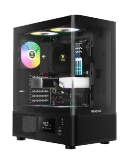 Gamdias кутия Case ATX - ATLAS E2 - 3 x 120 mm A-RGB Digital Display Curved Glass