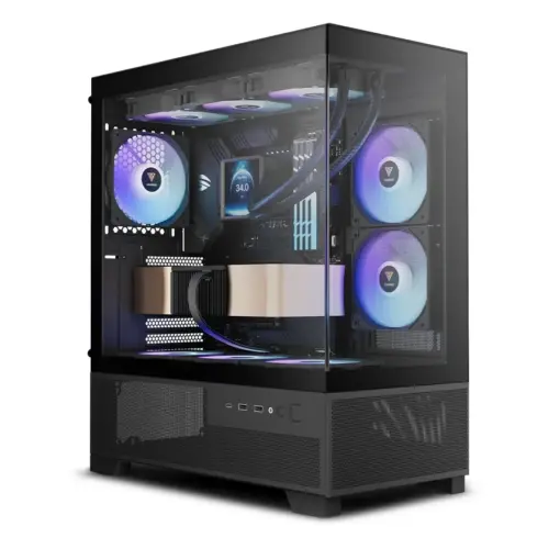 Gamdias кутия Case mATX - AURA GC12 ARGB BK - 6 x 120 mm A-RGB USB-C Tempered Glass