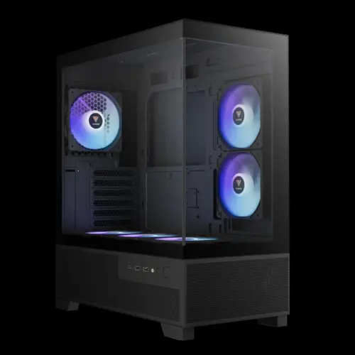 Alternative view of Gamdias кутия Case mATX - AURA GC12 ARGB BK - 6 x 120 mm A-RGB, USB-C, Tempered Glass