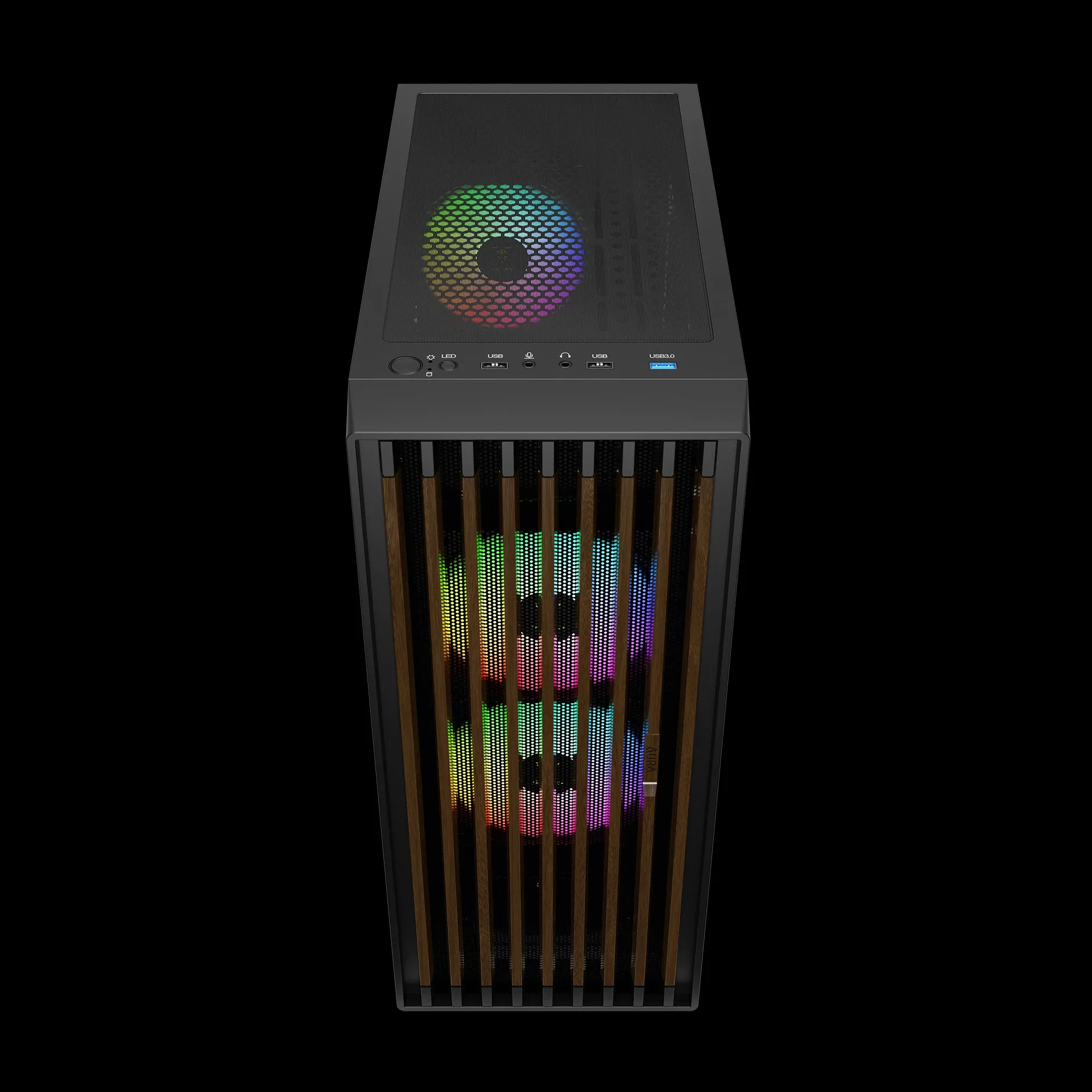 Gamdias кутия Case ATX - AURA GC4 ELITE - Addressable RGB, Wood - Image 8