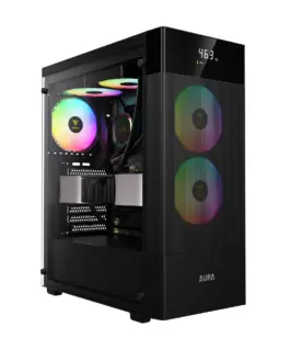 Gamdias кутия Case ATX - AURA GC5 ELITE ARGB BK - Addressable RGB Mesh Digital Display