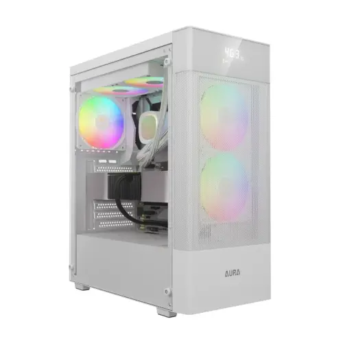 Gamdias кутия Case ATX - AURA GC5 ELITE ARGB WH - Addressable RGB Mesh Digital Display