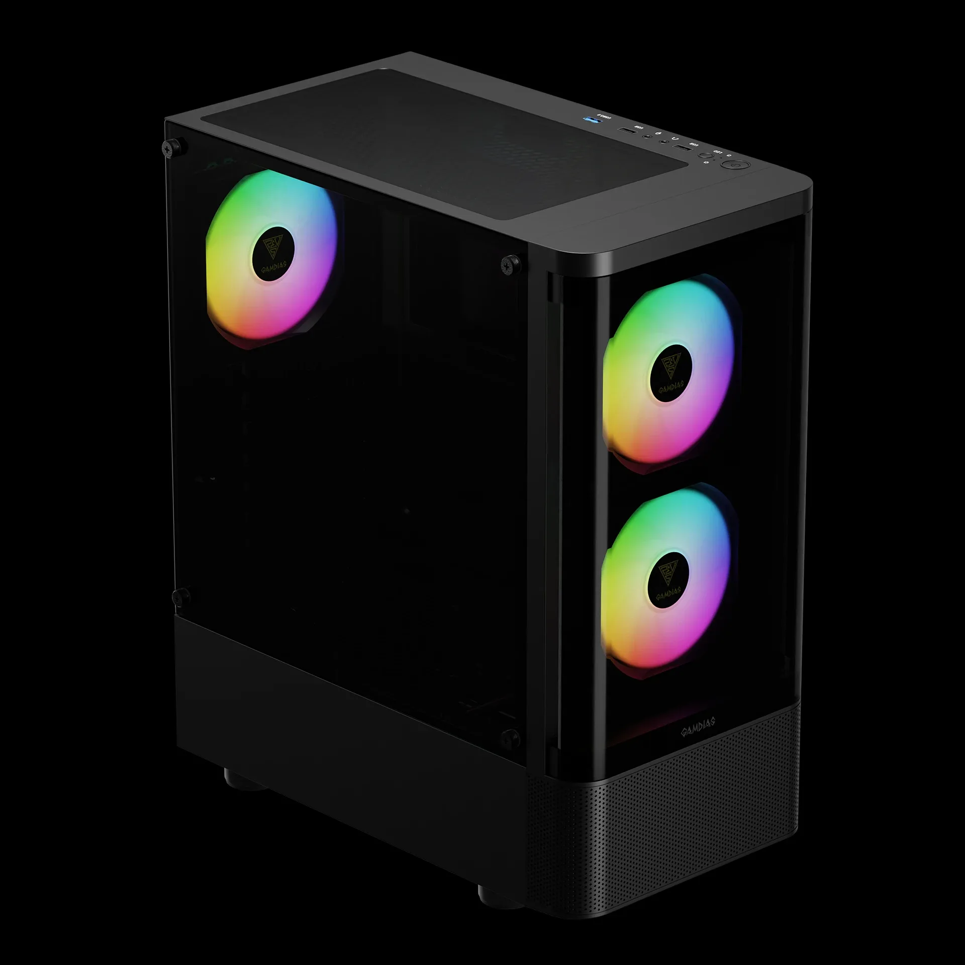Gamdias кутия Case ATX - TALOS E3 CG - 3 x 120 mm A-RGB, Curved Glass - Image 3