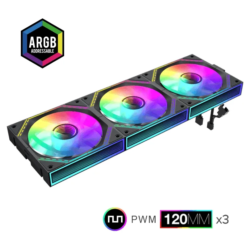 Gamemax Комплект вентилатори Fan Pack 3-in-1 3x120mm - FN12A-S3I-R Black, Reverse, Daisy-Chain, Addressable RGB - Image 177